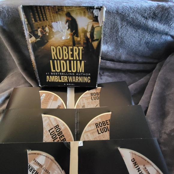 Robert Ludlum Other - Robert Ludlum Audiobook The Ambler Warning 14 CD Set Black Good Suspense Novel